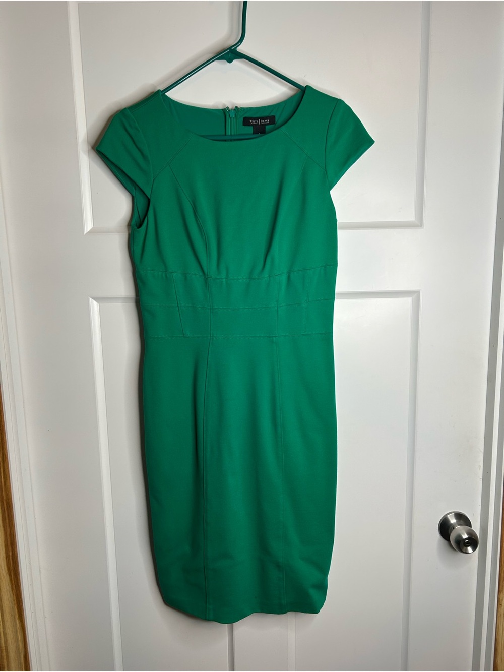 White House Black Market Women’s Sz 4 Cap Sleeve Knee Length  Dress Green 1862